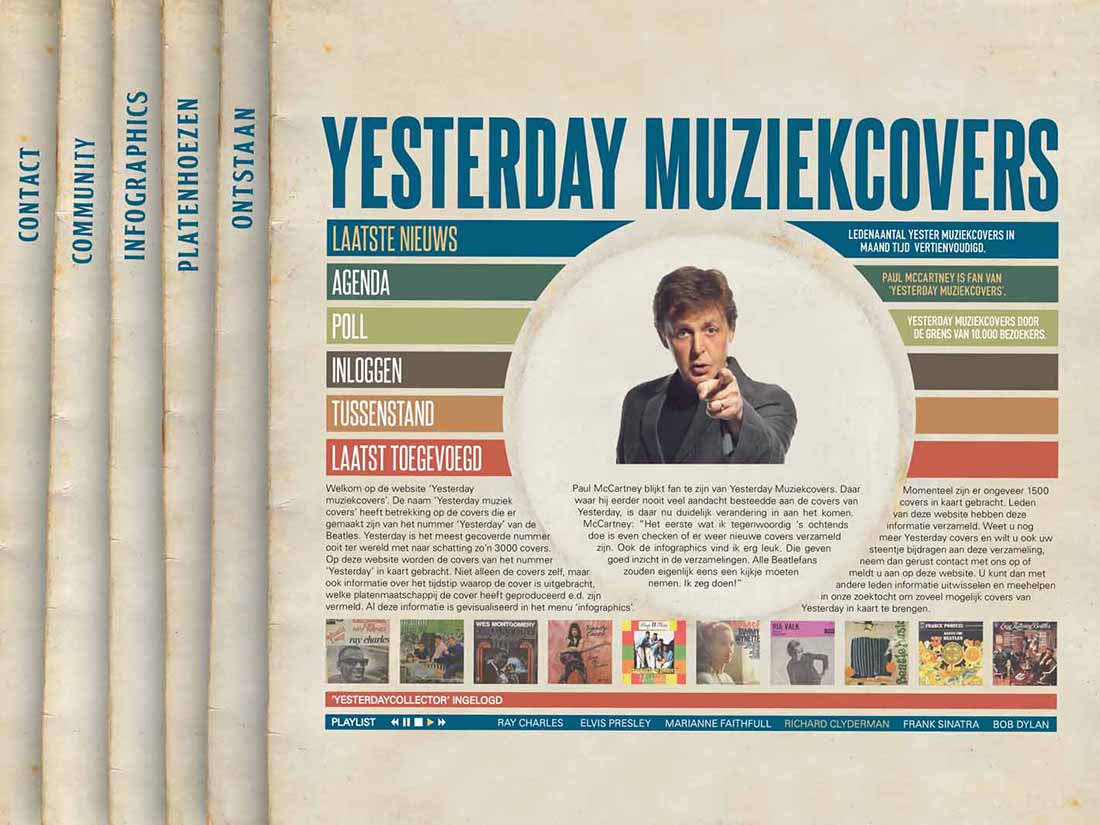 Yesterday muziek covers website homepage