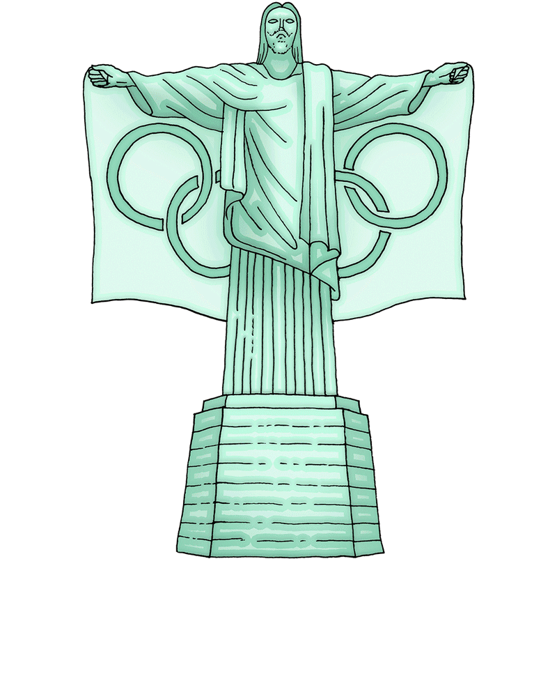 Stock illustraties Rio 2016 Christusbeeld Olympische vlag
